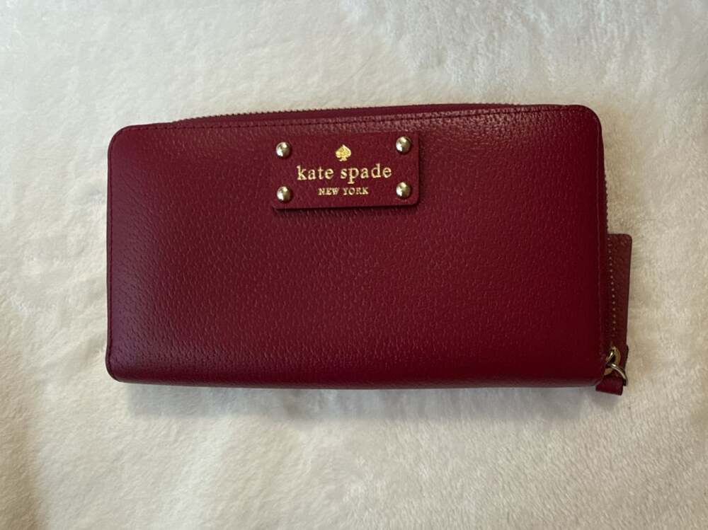 Kate Spade Newbury Lane Red Leather Zip Around Wallet WLRU1153